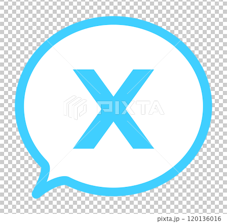 シンプルな水色のXアイコンと吹き出し 120136016