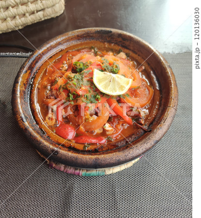 Moroccan Tajine Meat Stew, Traditional Morocco Tagine, Arabic Marqa, Moroccan Lamb Tagine Food Dish Moroccan Tajine Meat Stew, Traditional Morocco Tagine, Arabic Marqa, Moroccan Lamb Tagine Food Dish 120136030