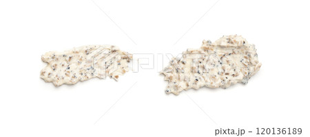 Creamy truffle sauce smear isolated, tuber melanosporum mushroom pasta, truffle cheese sauce 120136189