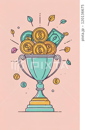 お金が増えるイメージ ボーナスのイラスト お金が増えるイメージ ボーナスのイラスト 120136675