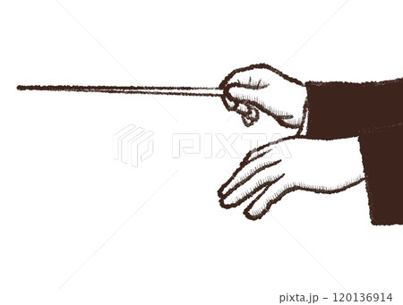 指揮者の白黒のシンプルなイラスト 120136914