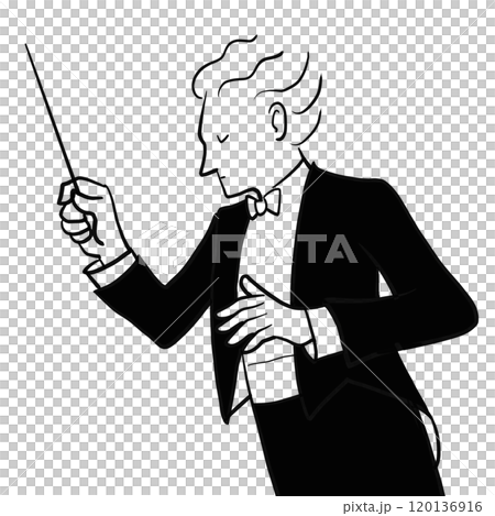 Black and white simple illustration of a conductor 120136916