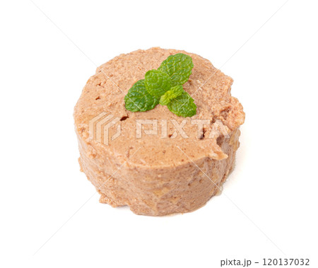 Pet Food, Wet Food for Cats, Dog Canned Pate, Soft Pet Food on White 120137032