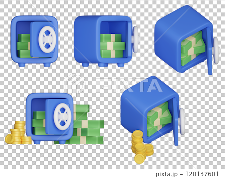 money currency in a safe 3D graphic 120137601