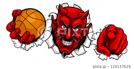 Devil Basketball Ball Sport Team Mascot Illustration 120137628