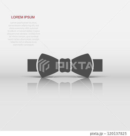 Tie bow icon in flat style. Bowtie vector illustration on white isolated background. Butterfly business concept. 120137825