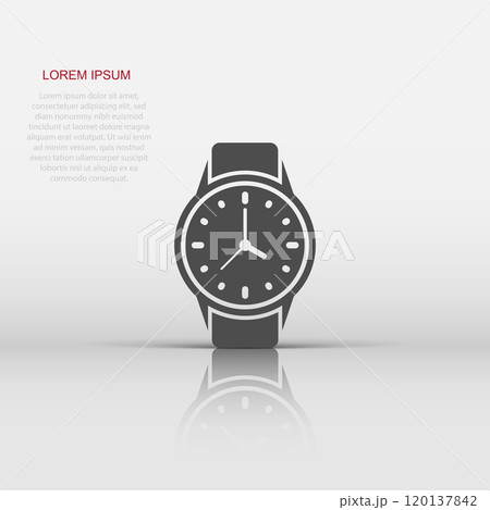 Wrist watch icon in flat style. Hand clock vector illustration on white isolated background. Time bracelet business concept. Wrist watch icon in flat style. Hand clock vector illustration on white isolated background. Time bracelet business concept. 120137842