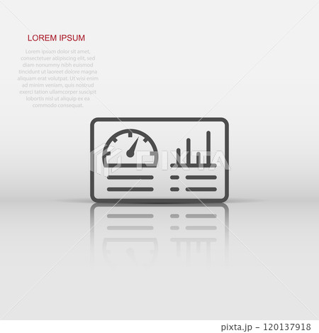 Dashboard icon in flat style. Finance analyzer vector illustration on white isolated background. Performance algorithm business concept. Dashboard icon in flat style. Finance analyzer vector illustration on white isolated background. Performance algorithm business concept. 120137918