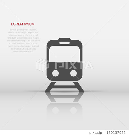 Metro icon in flat style. Train subway vector illustration on white isolated background. Railroad cargo business concept. 120137923