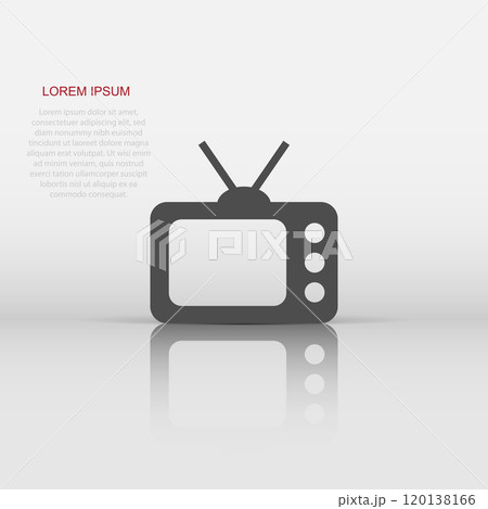 Tv icon in flat style. Television sign vector illustration on white isolated background. Video channel business concept. Tv icon in flat style. Television sign vector illustration on white isolated background. Video channel business concept. 120138166