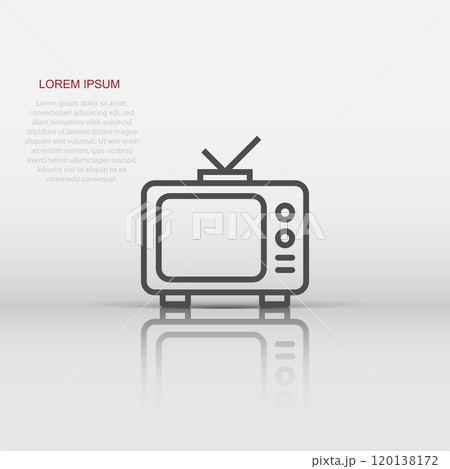 Tv icon in flat style. Television sign vector illustration on white isolated background. Video channel business concept. 120138172