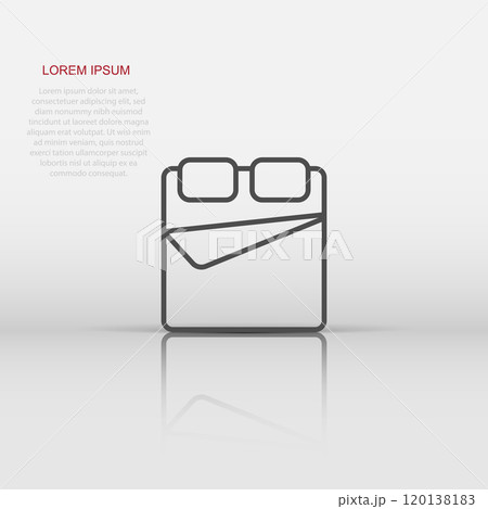 Bed icon in flat style. Bedroom sign vector illustration on white isolated background. Bedstead business concept. Bed icon in flat style. Bedroom sign vector illustration on white isolated background. Bedstead business concept. 120138183