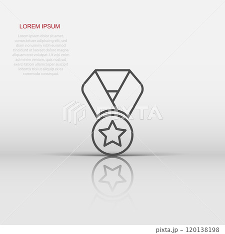 Medal icon in flat style. Prize sign vector illustration on white isolated background. Trophy award business concept. 120138198