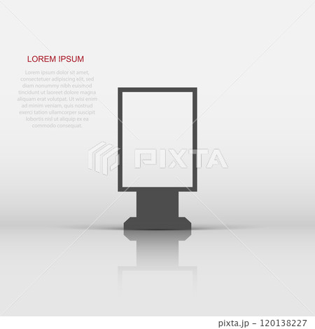 Billboard icon in flat style. Citylight display vector illustration on white isolated background. Banner placard business concept. 120138227