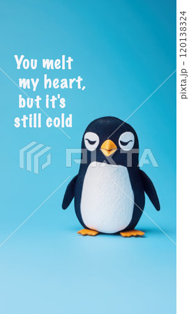 Cute penguin valentine's card design with playful message 120138324