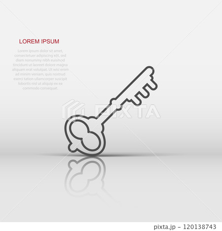 Key icon in flat style. Password vector illustration on white isolated background. Access business concept. 120138743