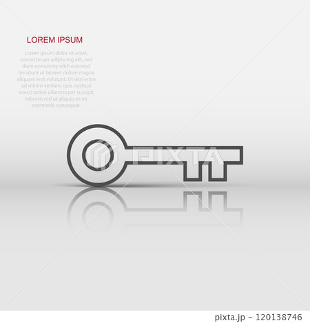 Key icon in flat style. Password vector illustration on white isolated background. Access business concept. 120138746