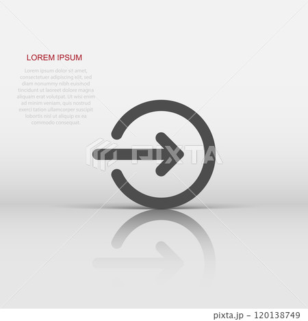 Login icon in flat style. Arrow access vector illustration on white isolated background. Door entry business concept. Login icon in flat style. Arrow access vector illustration on white isolated background. Door entry business concept. 120138749