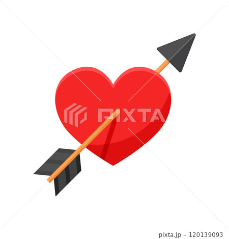 Heart with arrow icon in flat style. Valentines day vector illustration on isolated background. Amour sign business concept. Heart with arrow icon in flat style. Valentines day vector illustration on isolated background. Amour sign business concept. 120139093