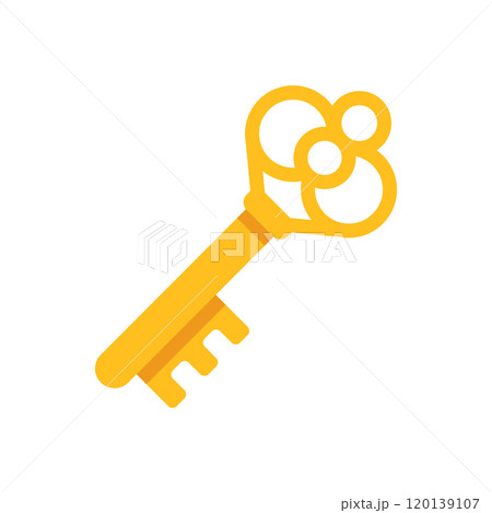 Key icon in flat style. Security vector illustration on isolated background. Door protection sign business concept. 120139107