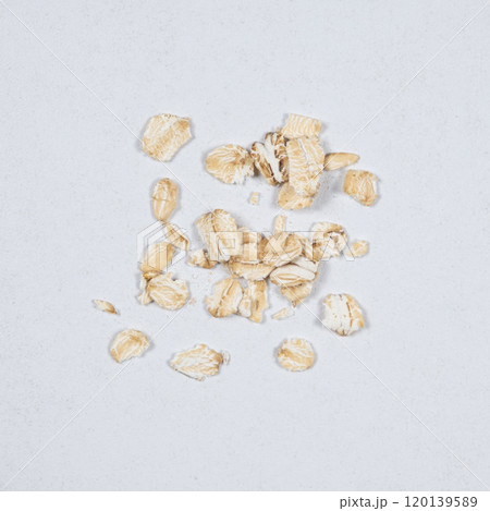 Scattered oatmeal top macro view 120139589