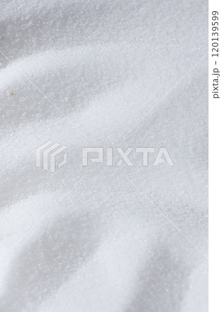Natural white food salt fine grind, top view 120139599