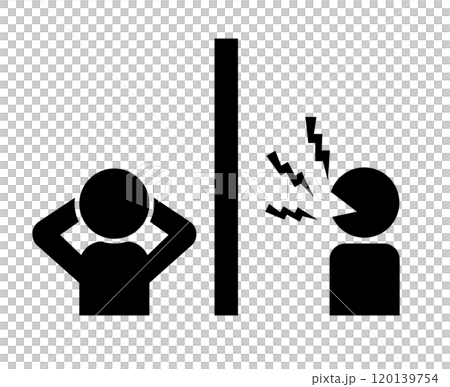 隣人の叫び声に悩まされる人 シルエット 120139754