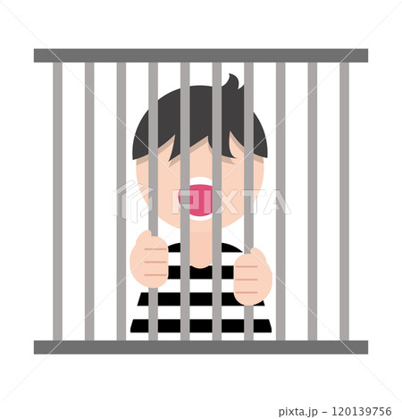 牢屋に閉じ込められて叫んでいる人・刑務所の囚人 120139756
