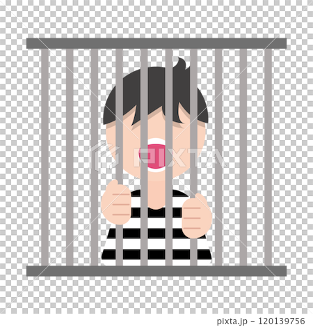 牢屋に閉じ込められて叫んでいる人・刑務所の囚人 120139756