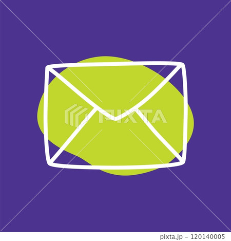 Doodle letter envelope icon or logo, hand drawn with thin black line 120140005