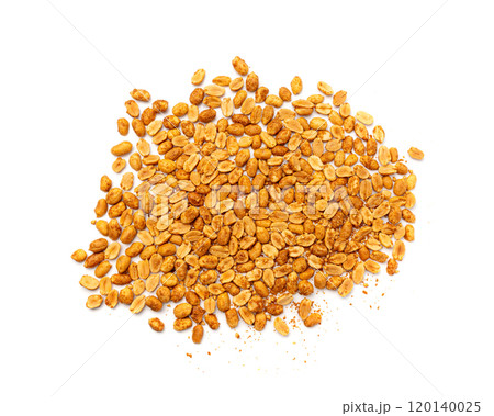 Spicy peanuts isolated, heeng jeera pea nuts mixture, Indian namkeen, roasted salty nut snack Spicy peanuts isolated, heeng jeera pea nuts mixture, Indian namkeen, roasted salty nut snack 120140025