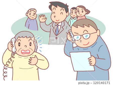 社会問題 - なりすまし詐欺・有名人なりすまし・勧誘電話・詐欺電話・高齢者 社会問題 - なりすまし詐欺・有名人なりすまし・勧誘電話・詐欺電話・高齢者 120140171