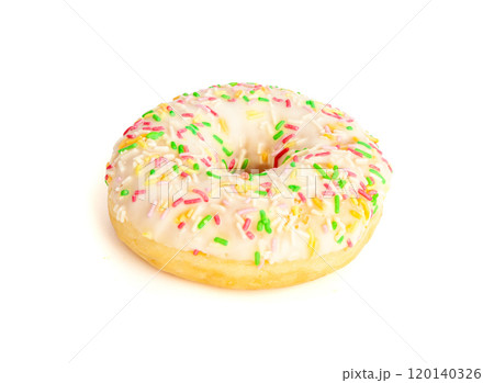 Doughnuts Isolated, Glazed Frosted Donuts with Colorful Sprinkles Doughnuts Isolated, Glazed Frosted Donuts with Colorful Sprinkles 120140326