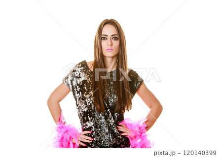 Elegant woman in evening sequin dress Elegant woman in evening sequin dress 120140399