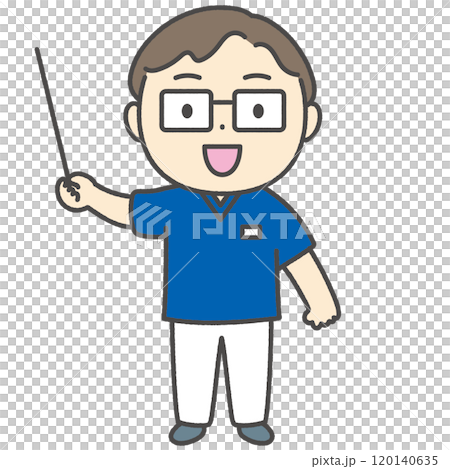 指さし棒を持つ歯科医師　キャラクターイラスト　アイコン 120140635