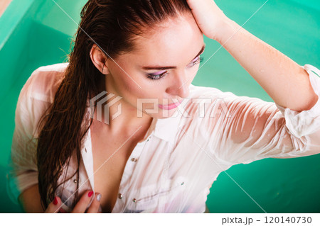 Sexual posing woman in water. Sexual posing woman in water. 120140730