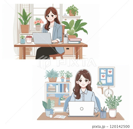 オンラインで仕事をする女性 120142500