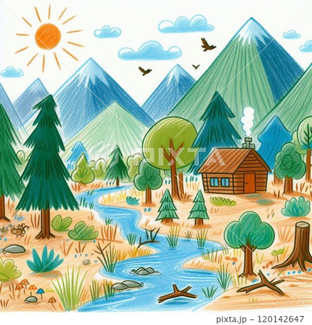 自然の背景 水彩 自然の背景 水彩 120142647