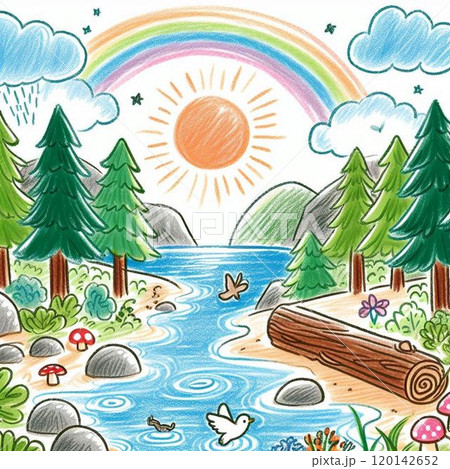 自然の背景　水彩　 120142652