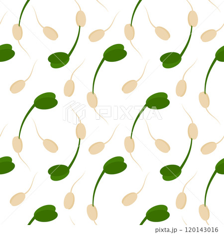 Sprouted grains with root and green sprouts Seamless Pattern in trendy minimalism. Healthy food fond Sprouted grains with root and green sprouts Seamless Pattern in trendy minimalism. Healthy food fond 120143016