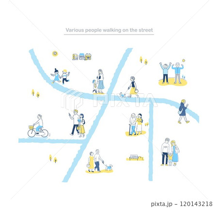道を歩いているさまざまな人々 32 道を歩いているさまざまな人々 32 120143218