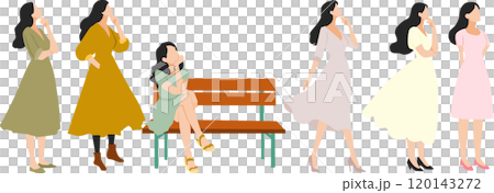 Illustration of a woman thinking Illustration of a woman thinking 120143272