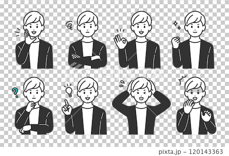 一群有著各種表情和姿勢的年輕人【人物向量圖素材】 一群有著各種表情和姿勢的年輕人【人物向量圖素材】 120143363