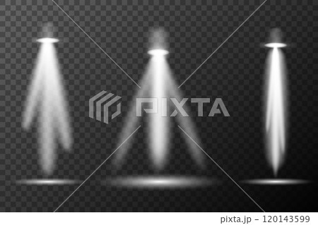 white empty spotlights on transparent background 120143599