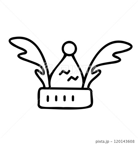 手書き風のトナカイの角のついた帽子のアイコン。 手書き風のトナカイの角のついた帽子のアイコン。 120143608