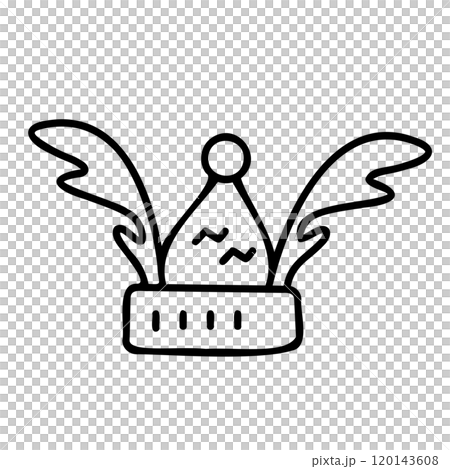 手繪的帶有馴鹿角的帽子的圖示。 120143608