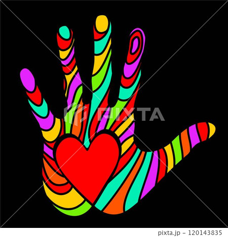 Hand with heart concept of charity and donation. 120143835