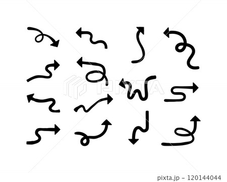 手書きのユニークな矢印のバリエーションセット 手書きのユニークな矢印のバリエーションセット 120144044