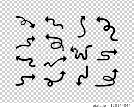手書きのユニークな矢印のバリエーションセット 手書きのユニークな矢印のバリエーションセット 120144044