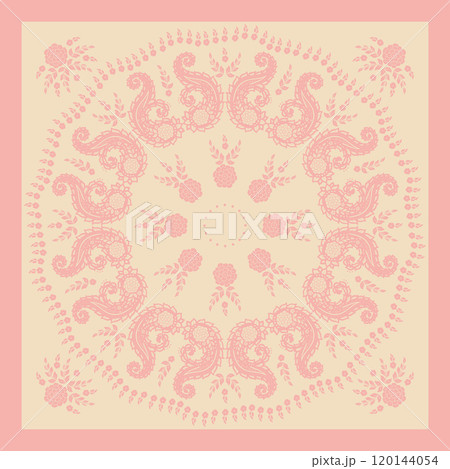 Pink scarf or bandana design with paisley mandala pattern Pink scarf or bandana design with paisley mandala pattern 120144054